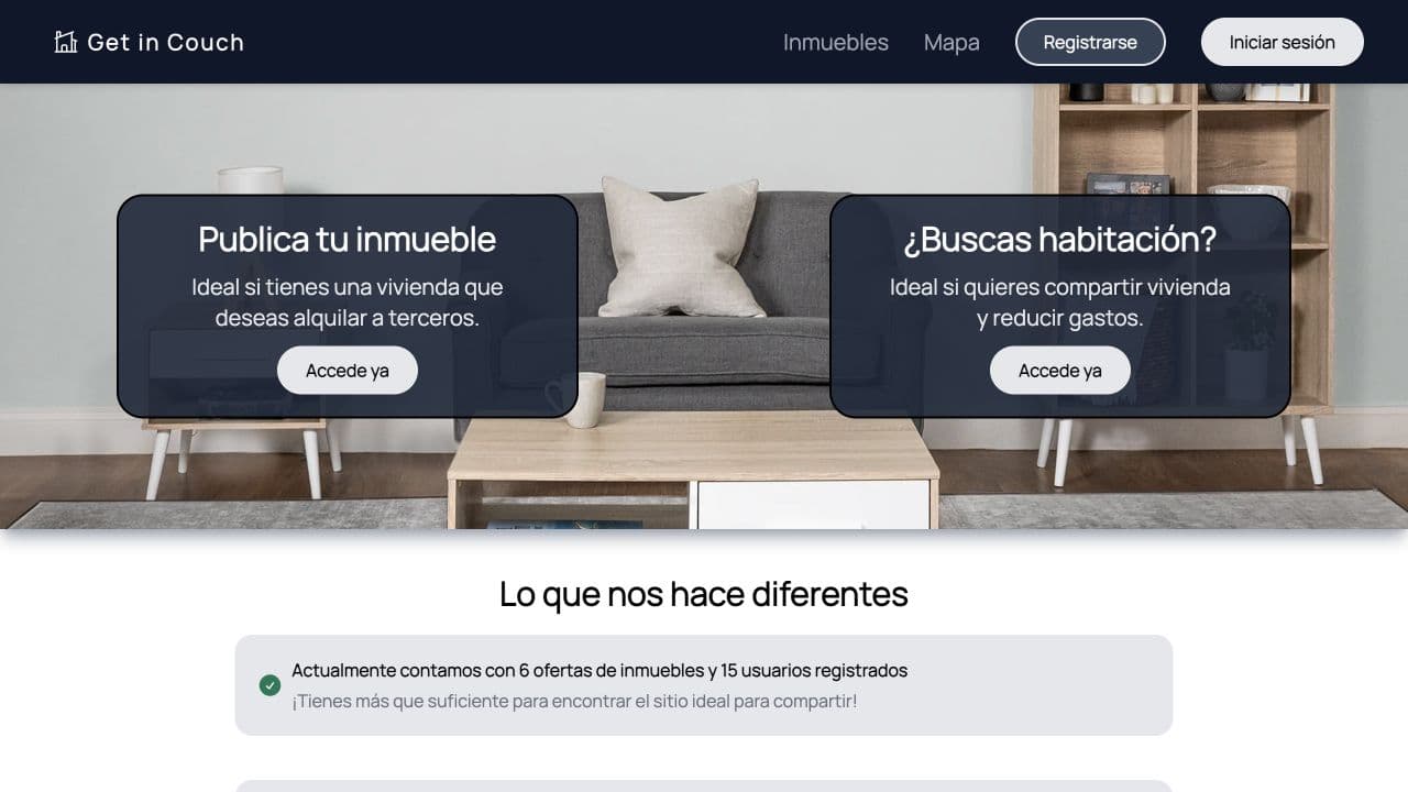 Get in Couch: aplicación web